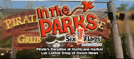 Six Flags Magic Mountain Lex Luthor Drop of Doom and Pirate Paradise frontpagepic