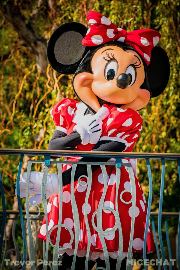 Sweetheart Minnie Mouse striking a pose while at a Valentines Day brunch