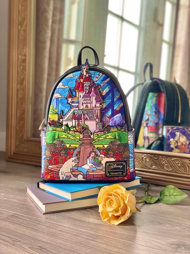 Beauty and the Beast Stained-Glass Window Loungefly Backpack