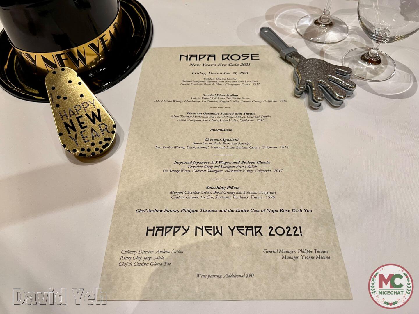 Disneyland New Years Eve Napa Rose Menu MiceChat