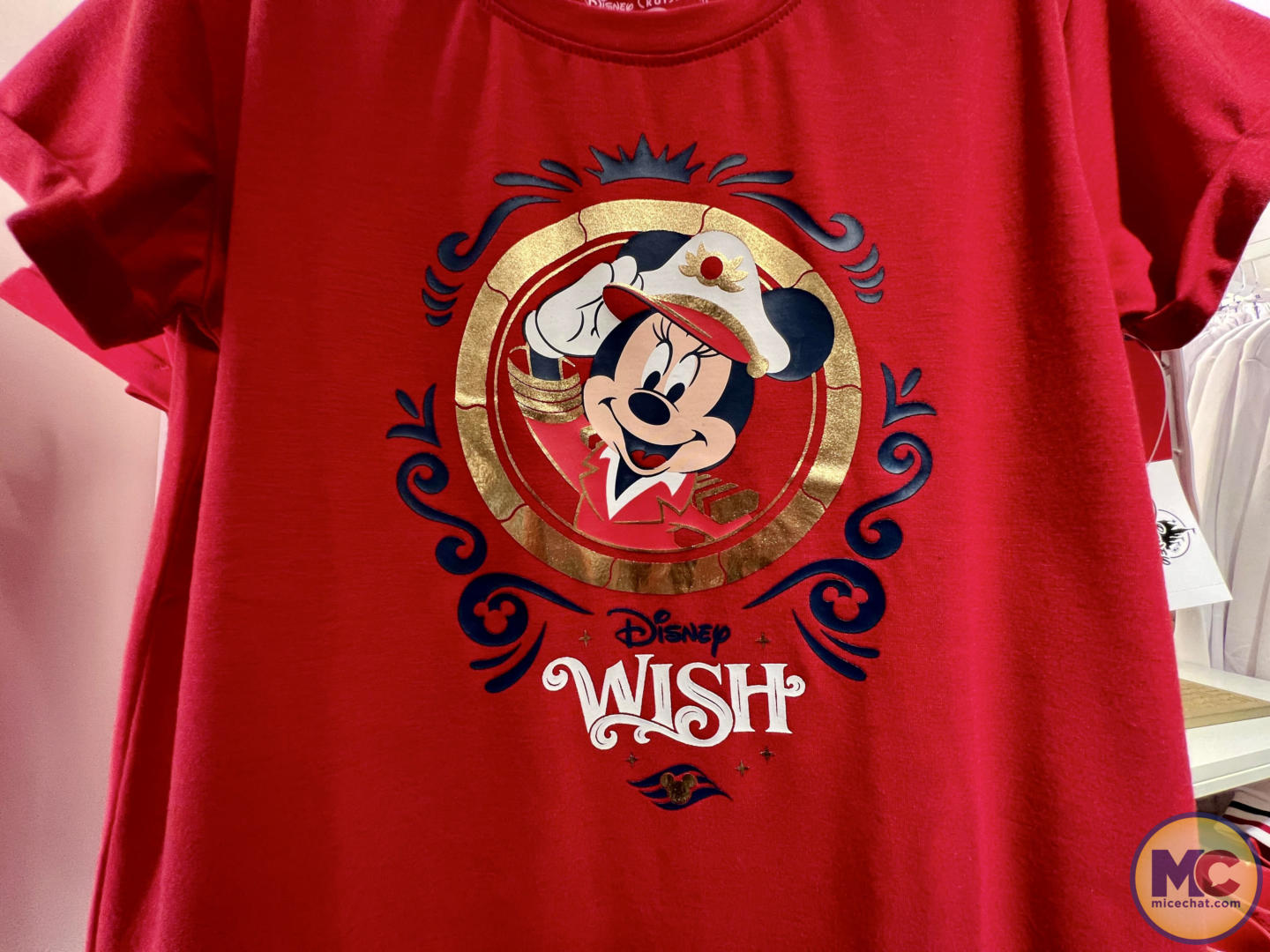 disney cruise- disney wish merchandise-red minnie shirt-detail