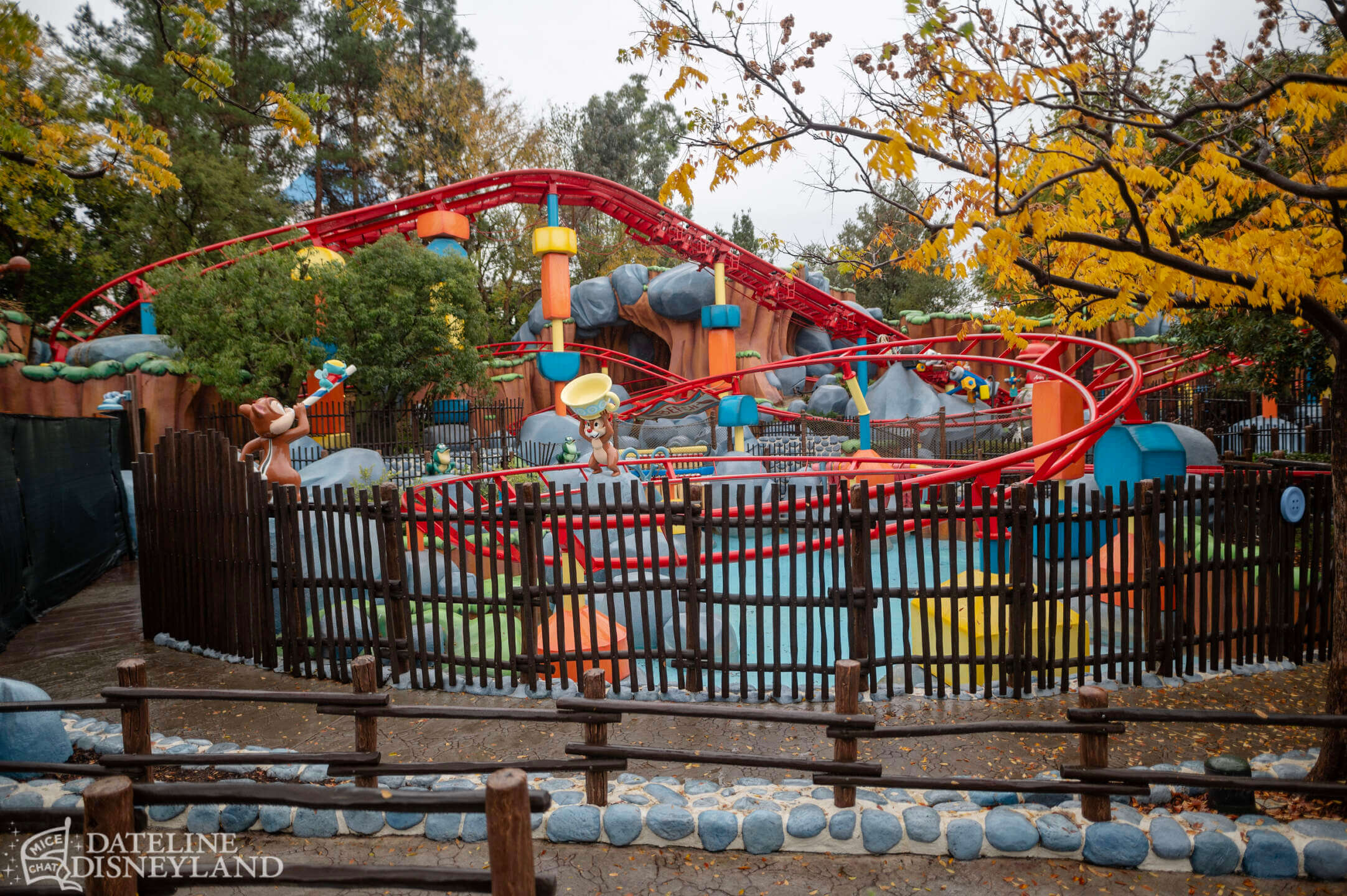 Disneyland Mickey s Toontown in the rain Gadget Coaster closed